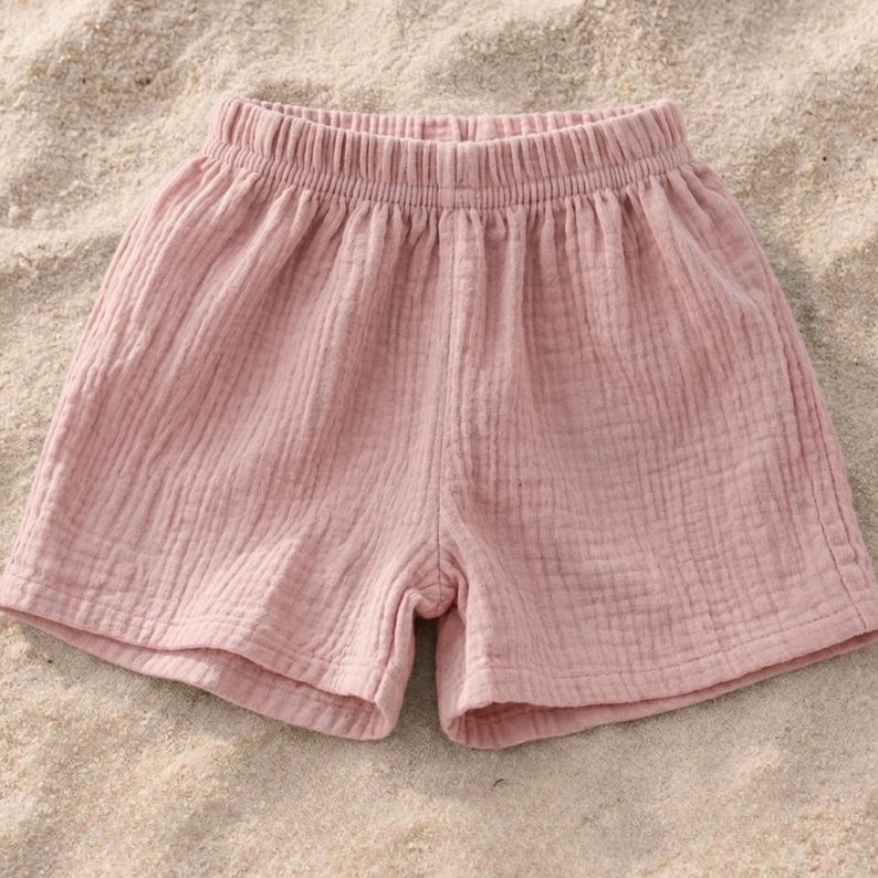 Muslin Baby Shorts, Kids Shorts, Toddler Shorts, Cotton Gauze Shorts, Summer Kids Clothing, Beach Outfit, Unisex Children Shorts, Minimalist Dusty Rose