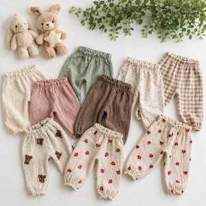 Muslin Baby Pants, Baby Harem Pants, Cotton Gauze Trousers, Baby Bloomers, Organic Baby Clothes, Neutral Baby Outfit, Baby Trousers, Boho