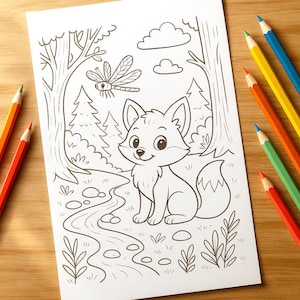 Forest Friends Coloring pages for Kids | 10 Cute A4 Pages | Instant Download