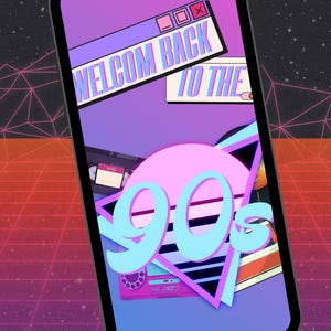 90s Aesthetic Retro Phone Wallpaper – Vaporwave Mobile Background – Y2K Nostalgia Art for iPhone & Android