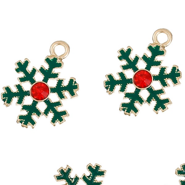 Rhinestone Snowflake Charms 5pc/Crystal Snowflake Christmas Jewelry DIY/ Christmas Charms/Wholesale Charms/Xmas Jewelry DIY/Bulk Charms