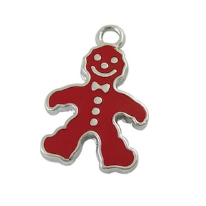 ジンジャーブレッドマンエナメルチャーム5個/クリスマスジュエリーDIY/ジンジャーブレッドマンチャーム/卸売ホリデーチャーム/クリスマスジュエリーDIY