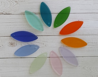 Marquise Sea Glass Ohrring Anhänger - Zuchtperlen (33 mm x 13 mm)