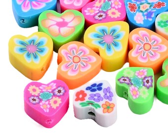 25 bloemen polymeerklei hartkralen, valentijnssieraden doe-het-zelf