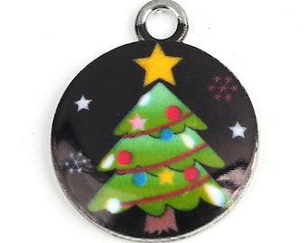 5pcs Encantos de árbol de Navidad / Joyas de Navidad DIY / Charms de Navidad para niños / Amuletos de Navidad para pulseras y fabricación de joyas / Amuletos de invierno