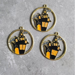 Haunted House Halloween Charms, Trick or Treat Charms for Halloween Jewelry, Charms for Halloween Earrings and Bracelets, Spooky House
