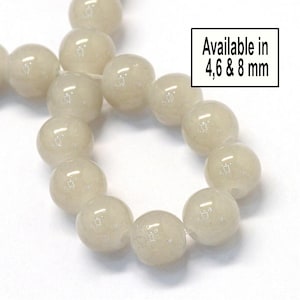 Dove Grey 4/6/ 8mm Glass Beads, Dyed Imitation Jade Beads, Dyed Stone Beads, Colored Beads for DIY Jewelry Making,Faux Jade Round Beads