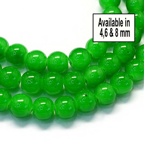 Emerald 4/6/ 8mm Glass Beads, Dyed Imitation Jade Beads, Dyed Stone Beads, Colored Beads for DIY Jewelry Making,Faux Jade Round Beads