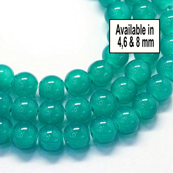 Emerald 4/6/ 8mm Glass Beads, Dyed Imitation Jade Beads, Dyed Stone Beads, Colored Beads for DIY Jewelry Making,Faux Jade Round Beads