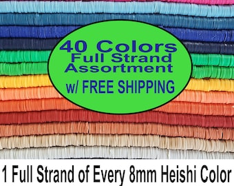 BIG 8MM SIZE All Colors Collection - Heishi Disc Beads, 8mm Heishi, Polymer Clay Vinyl Heishi Beads,African Disc Beads, Wholesale Heishi