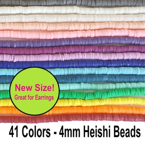 4mm Heishi Beads for Earrings, 4mm Polymer Clay Beads, Tiny Heishi Beads, African Vinyl Disc Beads, Beads, Polymer Clay Jewelry, DIY Polymer