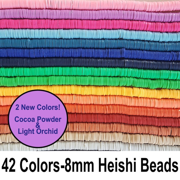 BIG 8MM SIZE Heishi Beads - 42 Colors Heishi Disc Beads, Polymer Clay Heishi Beads, Vinyl Disc Beads, Men's Size Heishi Beads, Clay Beads