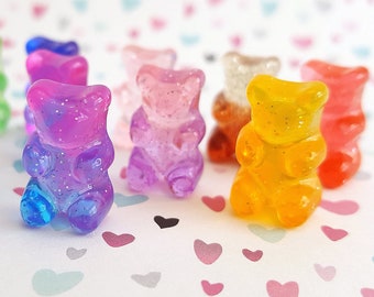 Gummy Bear Charms/ Resin Solid Gummy Bear Charms With Hooks/ Set of 2/  Jewelry Making Supplies/ 11x20mm 