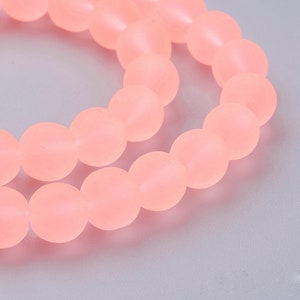 Bright Peach 8mm Frosted Glass Beads, Sea Glass Beads, Matte Finish Beads, Beach Glass Beads, Tumbled Glass, DIY Beach Jewelry, Beach Glass