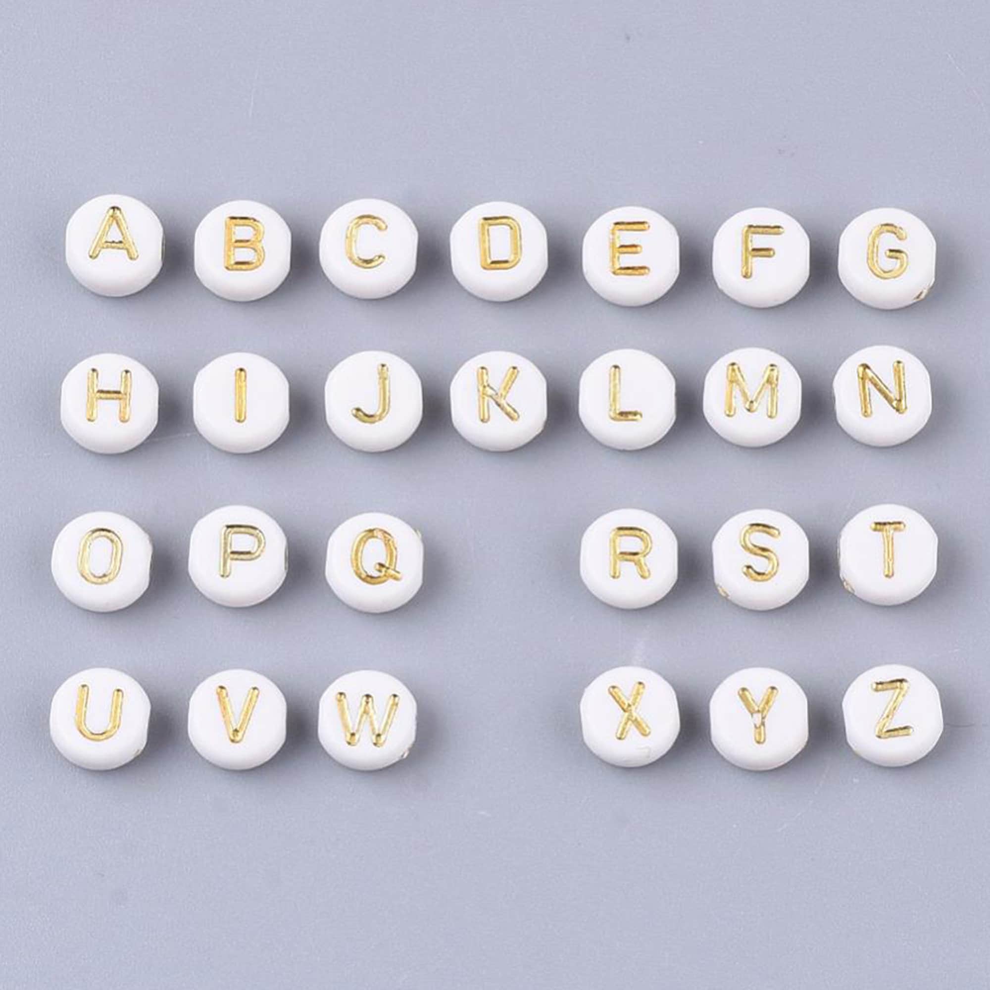 Gold Alphabet Acrylic Beads Acrylic Letter Beads Round Etsy