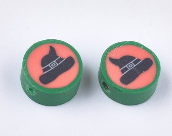 Polymer Clay Witch's Hat Beads for Halloween, Spooky Beads, Beads for Halloween Jewelry, Kids beads Trick or Treat Earrings and Bracelets