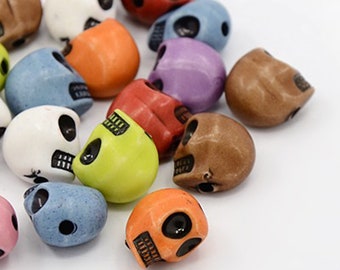Colorful ABS Skull Beads for Halloween, Skull beads for DIY Bracelets, Halloween Jewelry Beads, Day Of The Dead Beads, Plastic skull beads