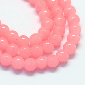 Salmon Pink 8mm Glass Beads