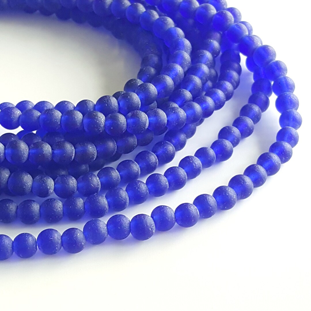 Sea Glass 4mm Beads Cobalt/ Royal Blue Beach Glass Beads/ Etsy
