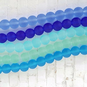 Sea Glass 8mm Beads/ Beach Glass Beads/ Recycled Glass Beads/Frosted Glass/ Beach Glass Jewelry/