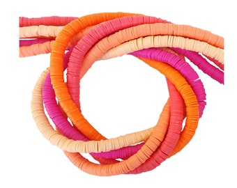 6mm Tequila Sunrise Heishi Beads: Multi Color Polymer Clay Discs