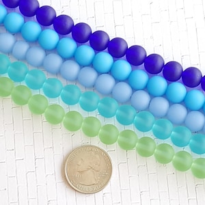 Sea Glass 10mm Beads/ Beach Glass Beads/ Recycled Glass Beads/Frosted Glass/ Beach Glass Jewelry/