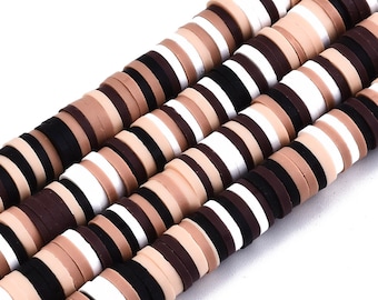 BROWN Multicolor 8mm Strand Heishi Disc Beads, Polymer Clay Vinyl Heishi Beads, Heishi Beads for Bracelets, Heishi Jewelry, Heishi Spacers