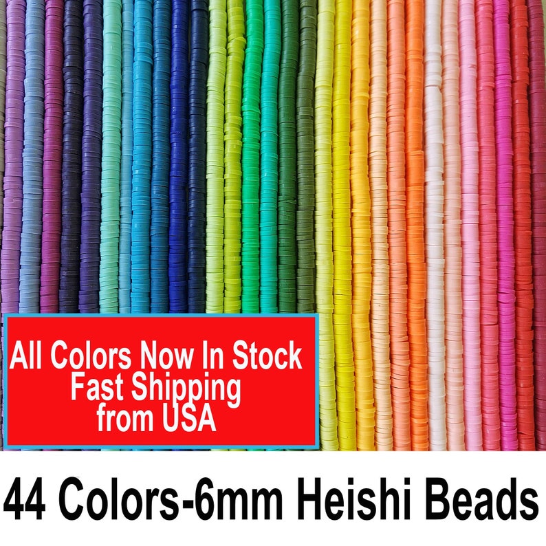 44 Colors IN STOCK 6mm Heishi Beads, Polymer Clay Beads, Y2K Heishi Bracelet Beads,African Vinyl Disc Beads, Beads, Polymer Clay Jewelry 