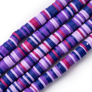 Paarse en roze veelkleurige 6mm Strand Heishi Disc kralen, polymeerklei Heishi kralen, Heishi kralen voor armbanden, paarse kralen