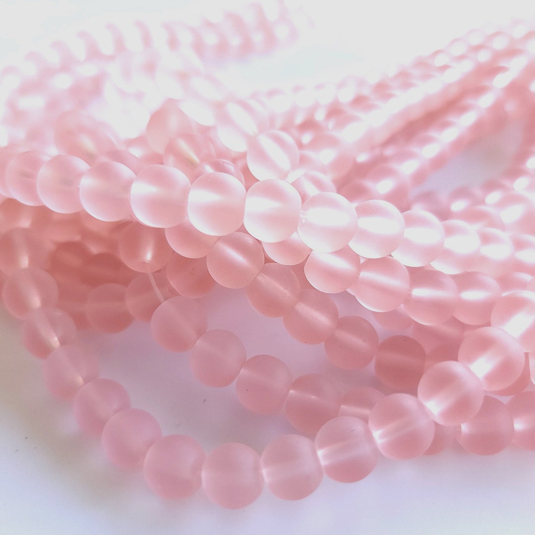 Soft Pink 8mm Sea Glass Beads, Beach Glass Beads, Frosted Glass Beads