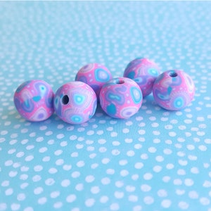 OOK Polymer Clay Kaleidescope 10mm Beads for Bracelet and Jewelry Making, Round Fimo Beads, Beads for Girls Bracelets, Blue  Pink Fimo Beads