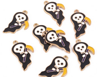 5 Grim Reaper Halloween Charms, Trick or Treat Charms for Halloween Jewelry and Crafts ,Spooky  Charms for DIY Halloween Earrings and gifts