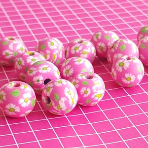 Handmade Polymer Clay Beads Choose 8mm or 10mm - My Exclusive Design, Round Polymer Beads, Fimo Beads, Handmade Beads, Pink Polymer Clay