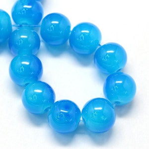 Ocean Blue 8mm Glass Beads/Dyed Jade Beads