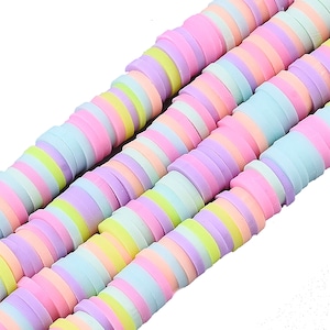 PASTEL Multi Strand 6mm Heishi Disc Beads,Easter Beads, Vinyl Beads,Wholesale Heishi, DIY Making Jewelry Beads, Easter Bead Mix