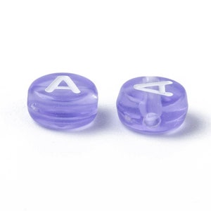 Purple Alphabet Letter Beads, Acrylic Letter Beads, Colorful Round Acrylic Beads, ABC Letter Beads, Name Beads, DIY Word Bracelet Beads