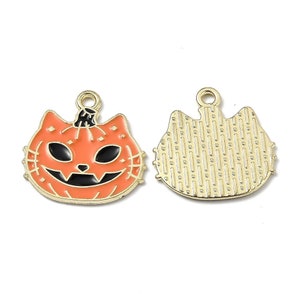 Halloween Pumpkin and Cat Charms, Trick or Treat Charms for Halloween Jewelry, Charms for Halloween Earrings and Bracelets, Cat-O-Lantern