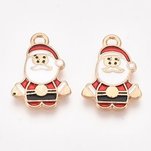 5個または20個のバルクサンタクロースエナメルチャーム/クリスマスジュエリーDIY/クリスマスチャーム/ホリデーチャーム/サンタクロースチャーム/卸売クリスマスチャーム