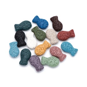 42mm verschiedene Farben Fisch geformte Lava Perlen, Vulkanstein Perlen, Diffusor Perlen, Aromatherapie Perlen, Lava Diffusor Schmuck DIY