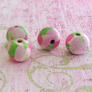 8mm/10mm Handmade Polymer Clay Beads, Round Fimo Beads, Handmade Beads, Pink Polymer Clay Beads, Unique Beads, Bracelet DIY,Wholesale Beads