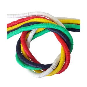6mm Rasta Color Assortment/ Pan African Polymer Clay Heishi Beads/ African Vinyl Disc Beads/Wholesale Heishi/ Heishi Assortments