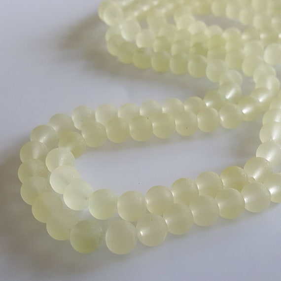 Perlas de vidrio esmerilado de limón pálido de 8 cuentas - Etsy España