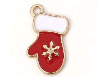 ミトンエナメルチャーム 5個または20個まとめ買い/クリスマスジュエリーDIY/クリスマスチャーム/卸売ホリデーチャーム/クリスマスジュエリーDIY/まとめ買いチャーム