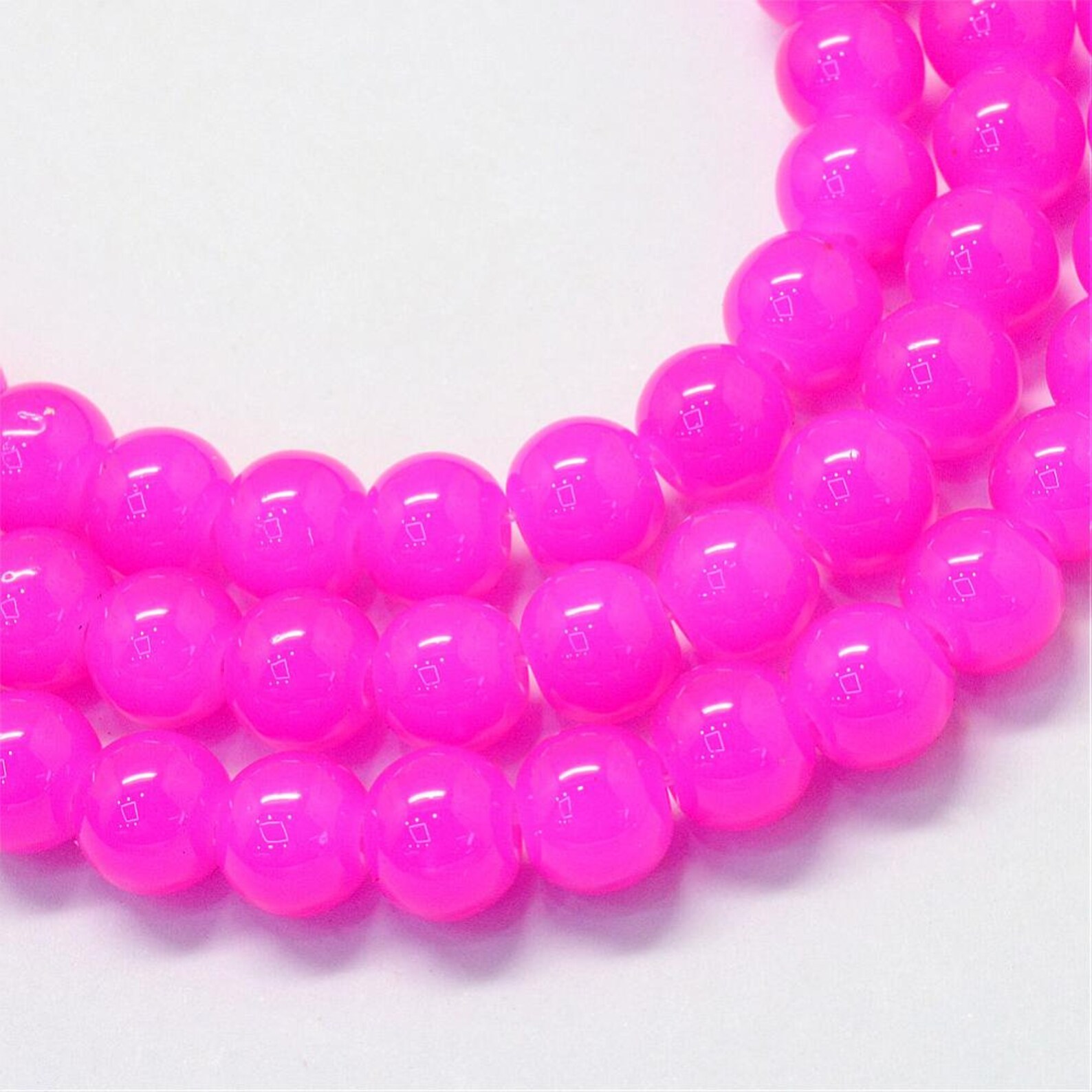 Hot Pink 6mm Glass Beads Etsy