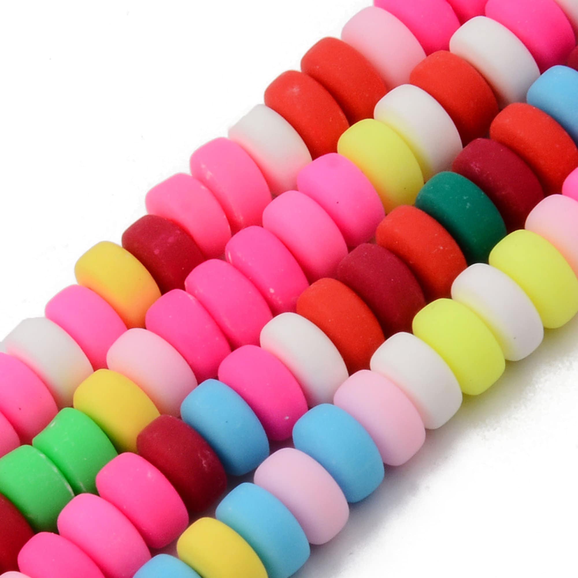 Multi Chunky 6mm Heishi Beads, Polymer Clay Spacer Beads, Heishi Spac…