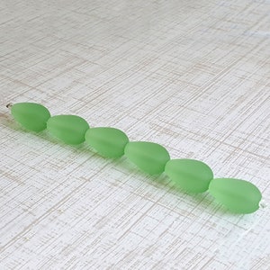 6 pcs Teardrop Beach Glass Beads Light Green - Sea Glass Beads - Mermaids Tears Beads-Frosted Beads-Satin Glass Beads- DIY Jewelry Supply