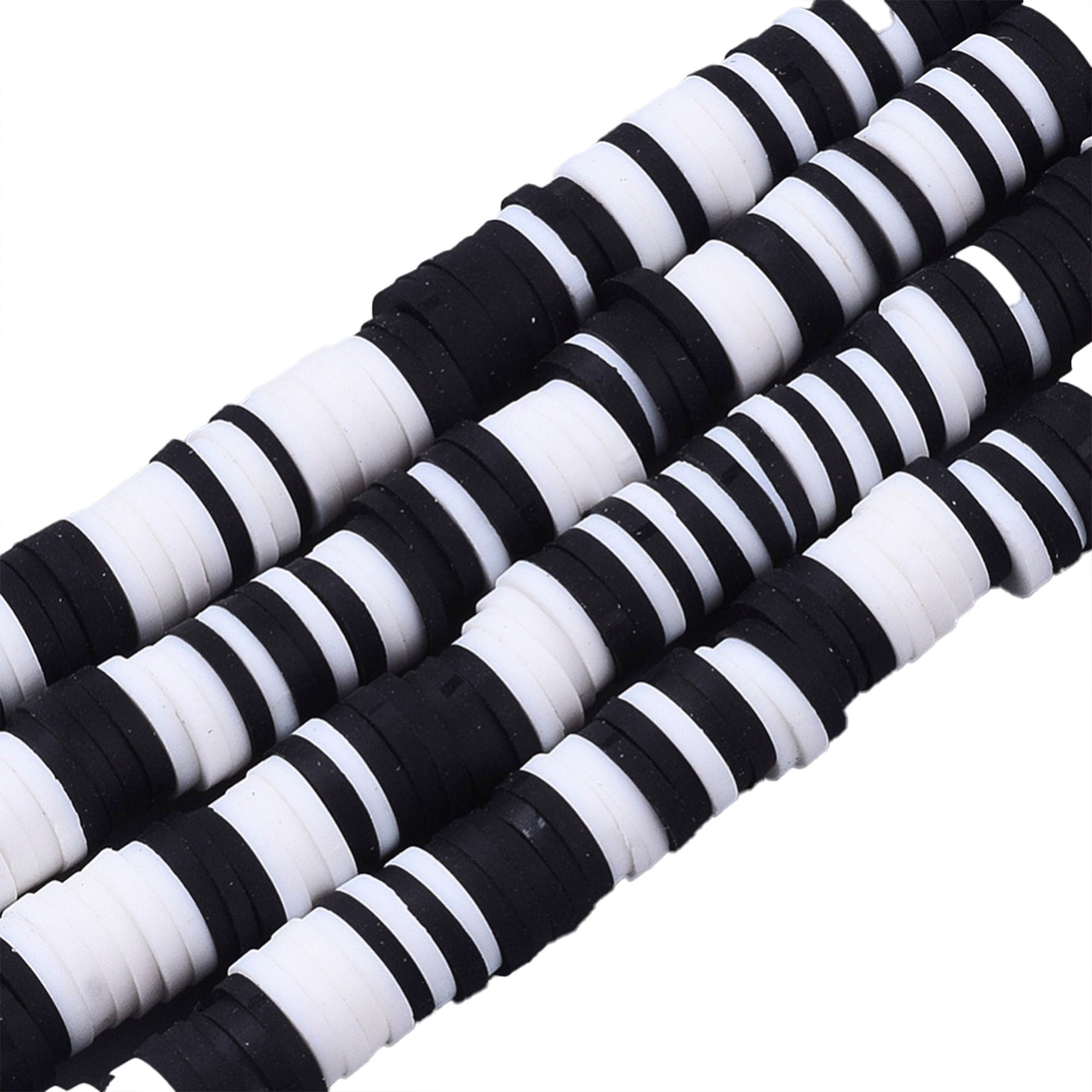 Black & White Multi Strand 6mm Heishi Disc Beads, Polymer Clay Vinyl …