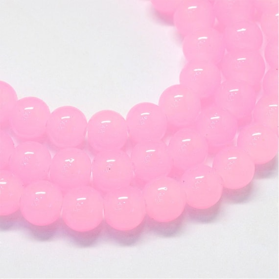 Rose Pink 8mm Glass Beads, Faux Jade Round Beads, Imitation Jade Dyed  Beads, Pink Beads for Jewelry Making and Crafts, Polished Pink Beads 