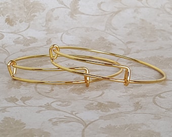 Gold Plated Adjustable Bangle Bracelet Blanks – DIY Jewelry (3 pcs)
