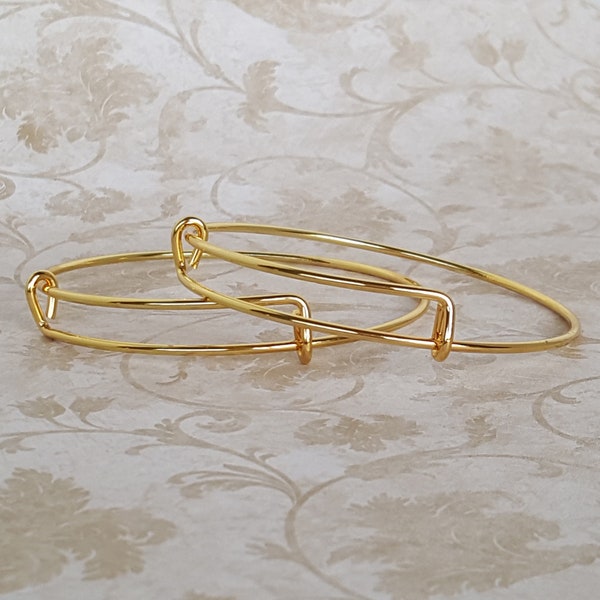 3 pcs Top Quality Gold Plated DIY Bangle Bracelets - Adjustable gold bracelet blanks -Gold Bangle - DIY Bracelets